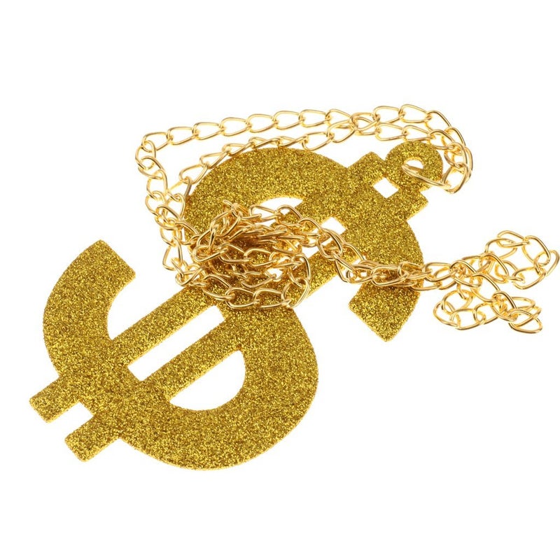 KODORIA 3pcs Golden Dollar Sign Money Pendant Necklace Glasses Ring Menâ€™s Funny Pimp Gangster Rapper Fancy Costume Prop - Image 2